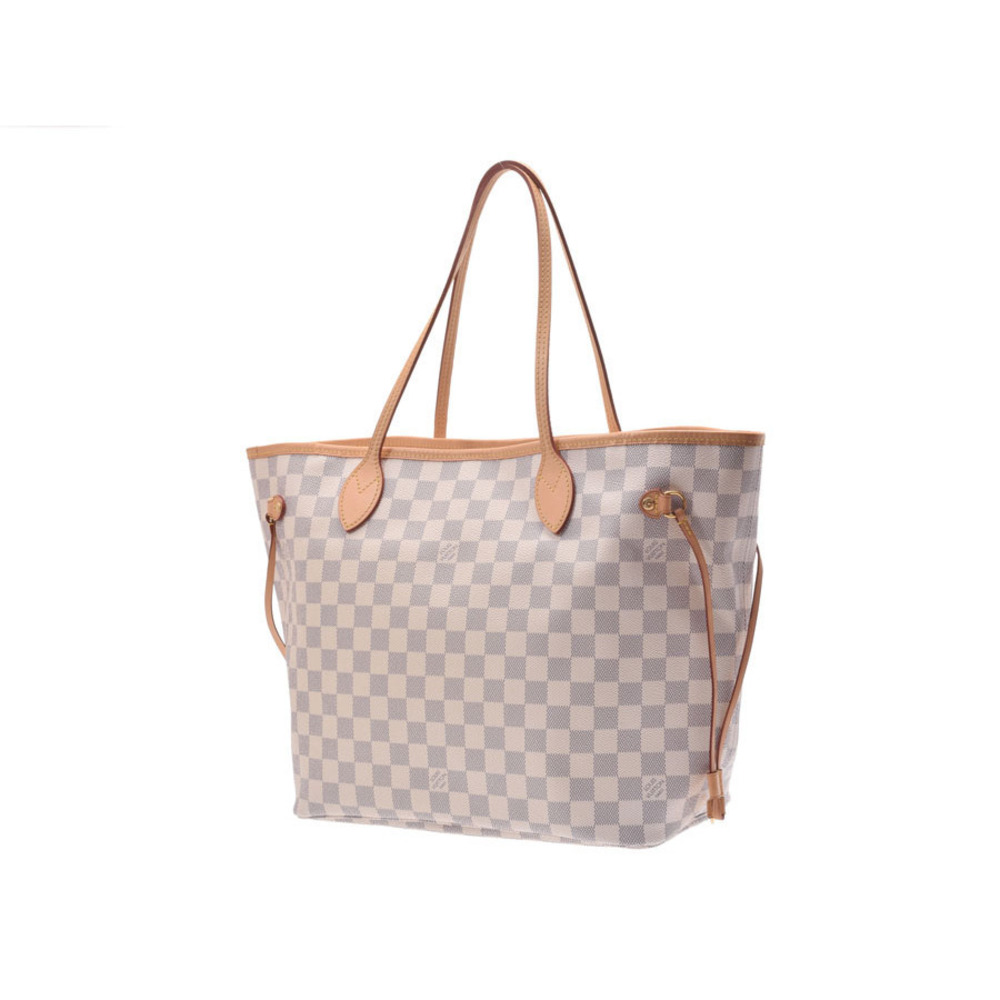 Louis Vuitton White Pouch Leather Azur Shoulder Neverfull Bag